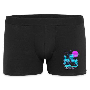 Vaporwave Palm Trees Kanji - Männer Boxer Shorts - Schwarz - Vorne