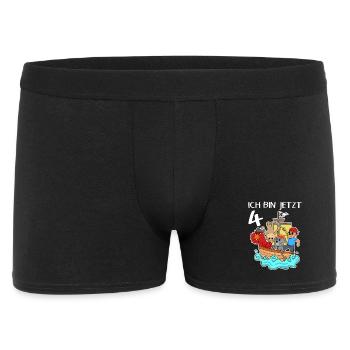 4. Geburtstag Geburtstagskind Piratenschiff - Männer Boxer Shorts - Schwarz - Vorne