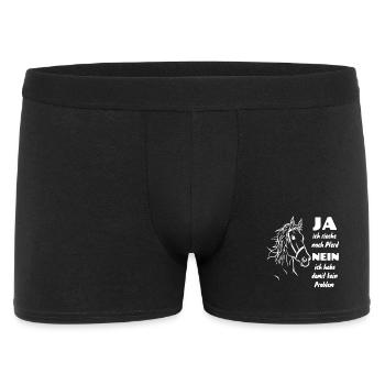 Ja ich rieche nach Pferd Reiterin Reit Spruch - Männer Boxer Shorts - Schwarz - Vorne
