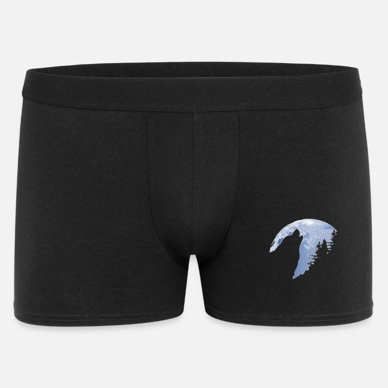 Wolf howls moon - Wolf's silhouette - Men's Boxer Shorts - black