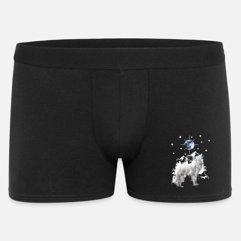 heulender Wolf Silhouette mit Mond - Männer Boxer Shorts - Schwarz