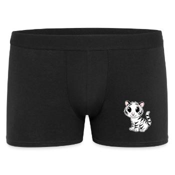Weißer Tiger - Männer Boxer Shorts - Schwarz - Vorne
