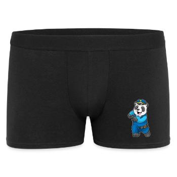 Panda Polizist Polizeimütze Polizei - Männer Boxer Shorts - Schwarz - Vorne