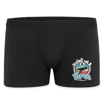 3 Jahre Kindergeburtstag Dino Dinosaurier - Männer Boxer Shorts - Schwarz - Vorne