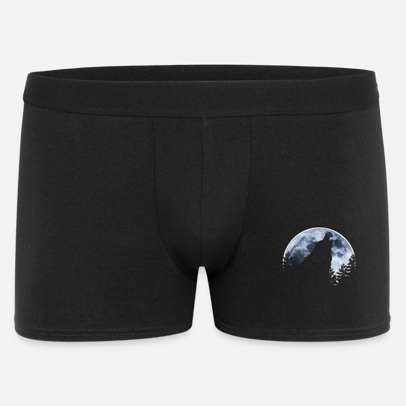 Wolf howls moon - Wolf's silhouette - Men's Boxer Shorts - black