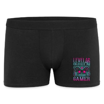 46. Geburtstag Level 46 Gamer Gaming Zocken - Männer Boxer Shorts - Schwarz - Vorne
