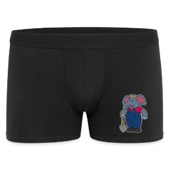 Elephant as farmer with shovel - Men's Boxer Shorts - black - Front