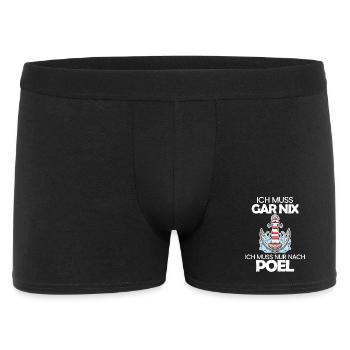 Poel Ostsee Urlaub Anker - Männer Boxer Shorts - Schwarz - Vorne