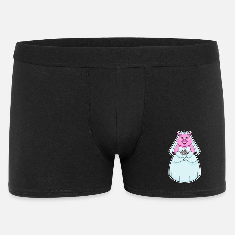 Cochon comme mariée avec voile - Boxer Homme - noir