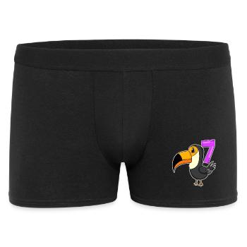 7 ans - 7ème anniversaire - motif d’oiseau toucan - Boxer Homme - noir - Devant