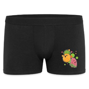 Ananas Wassermelone Kawaii - Männer Boxer Shorts - Schwarz - Vorne