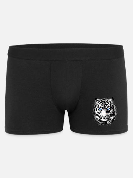 Tiger Head - White Tiger - Cat Wildcat - Men's Boxer Shorts - black