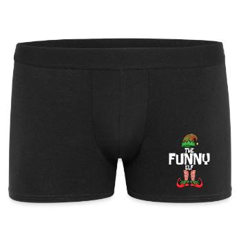 Weihnachten Lustiger Elf - Männer Boxer Shorts - Schwarz - Vorne