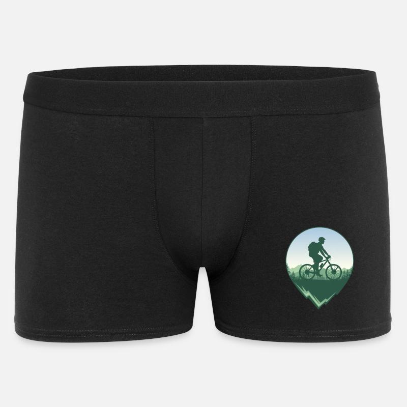 Mountainbiker vor Wald und Bergen - Männer Boxer Shorts - Schwarz