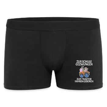 Zur Schule Gezwungen Traktor fahren - Männer Boxer Shorts - Schwarz - Vorne