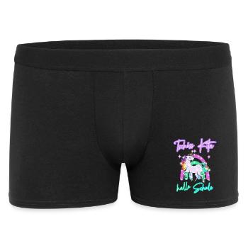 Tschüss Kita! hallo Schule Regenbogen Einhorn - Männer Boxer Shorts - Schwarz - Vorne