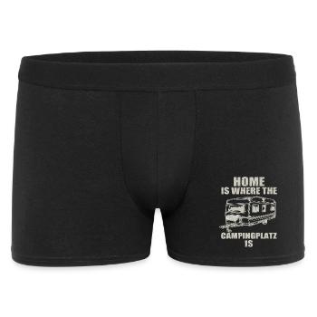 Zuhause am Campingplatz - Männer Boxer Shorts - Schwarz - Vorne