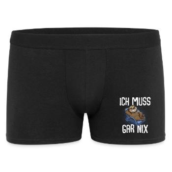 Ich Muss Gar Nix Faultier - Männer Boxer Shorts - Schwarz - Vorne