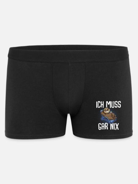 Ich Muss Gar Nix Faultier - Männer Boxer Shorts - Schwarz