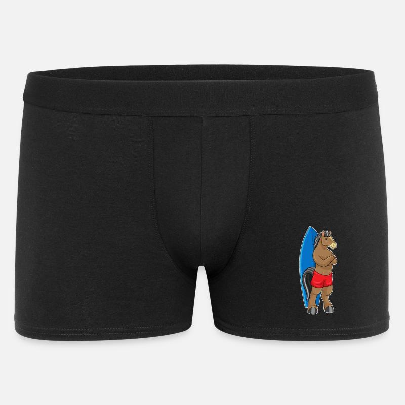 Pferd als Surfer mit Surfbrett - Männer Boxer Shorts - Schwarz