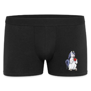 Einhorn Erdbeere  - Männer Boxer Shorts - Schwarz - Vorne