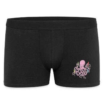 Krake Schüler Buntstifte Schule - Männer Boxer Shorts - Schwarz - Vorne