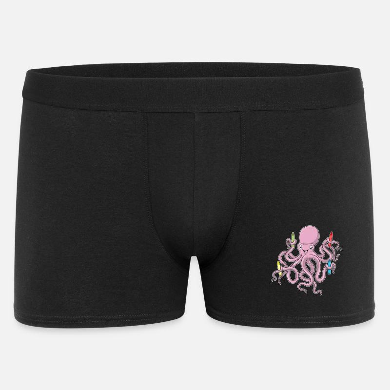 Krake mit Wachsmalstifte - Männer Boxer Shorts - Schwarz