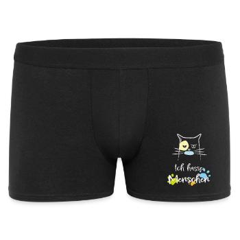 Ich hasse Menschen! Katze, Miesepeter - Männer Boxer Shorts - Schwarz - Vorne