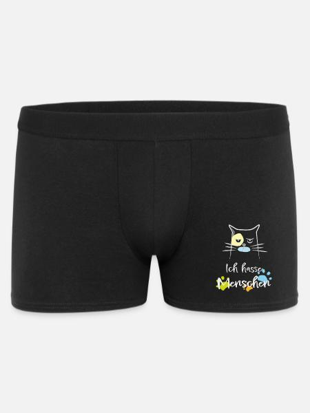 Ich hasse Menschen! Katze, Miesepeter - Männer Boxer Shorts - Schwarz