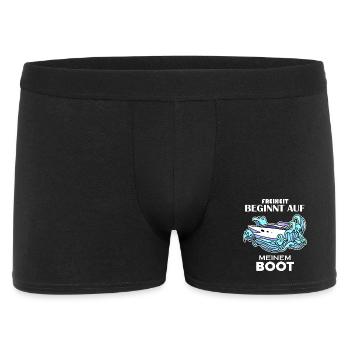 Motorboot Kapitän Boot Boote Seefahrt Geschenk - Männer Boxer Shorts - Schwarz - Vorne