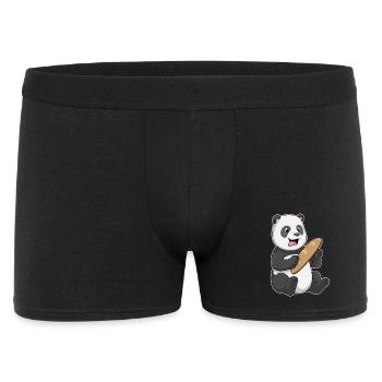 Panda Brot  - Männer Boxer Shorts - Schwarz - Vorne