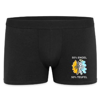 Katze Katzenrasse Devon Rex - Engel und Teufel - Männer Boxer Shorts - Schwarz - Vorne