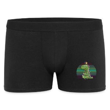 Süßer Dino Lichterkette Tree Rex Schlafanzug - Männer Boxer Shorts - Schwarz - Vorne