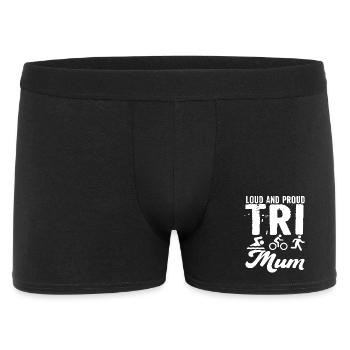 Laute Und Stolze Tri Mum Triathletin - Männer Boxer Shorts - Schwarz - Vorne