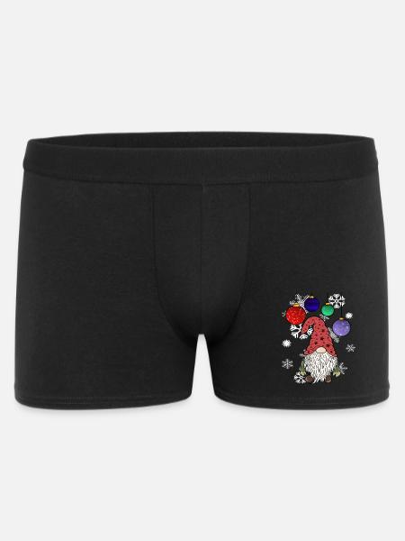 Gnome Christmas Elves with Snowflakes - Men's Boxer Shorts - black