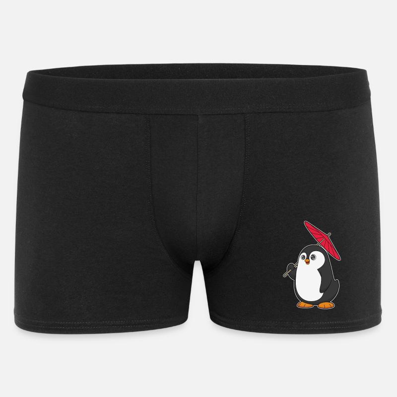 Pinguin Regenschirm - Männer Boxer Shorts - Schwarz