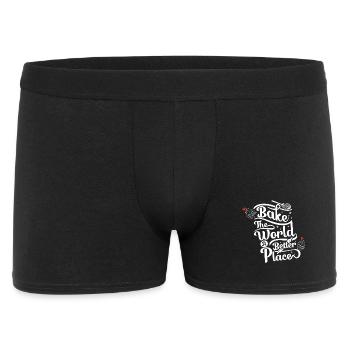 Bake the World a Better Place - Baking Lovers - Männer Boxer Shorts - Schwarz - Vorne