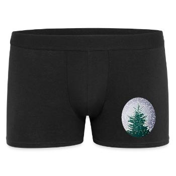 illuminated Christmas tree in the snow - Men's Boxer Shorts - black - Front