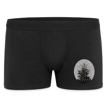 illuminated Christmas tree in the snow - Men's Boxer Shorts - black - Front
