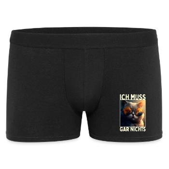 Katze Ich Muss Gar Nichts Nein Nö Faulenzer Katzen - Männer Boxer Shorts - Schwarz - Vorne