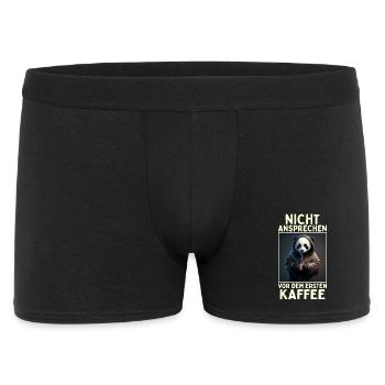 Panda Bär Nicht Ansprechen Vor Kaffee Morgenmuffel - Männer Boxer Shorts - Schwarz - Vorne
