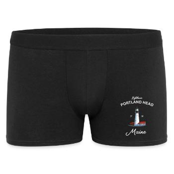 Portland, Lighthouse Head, Maine - Männer Boxer Shorts - Schwarz - Vorne