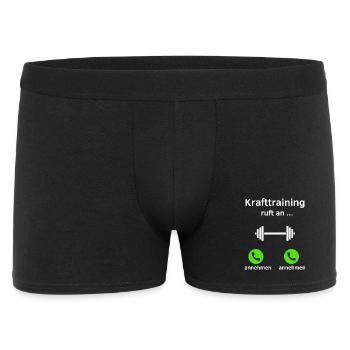 Krafttraining ruft an - annehmen oder annehmen? - Männer Boxer Shorts - Schwarz - Vorne
