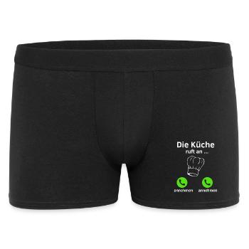 Die Küche ruft an - annehmen oder annehmen? - Männer Boxer Shorts - Schwarz - Vorne