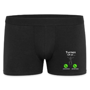 Turnen ruft an - annehmen oder annehmen? - Männer Boxer Shorts - Schwarz - Vorne
