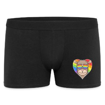 Gay Tier Lama Regenbogen Herz - Männer Boxer Shorts - Schwarz - Vorne