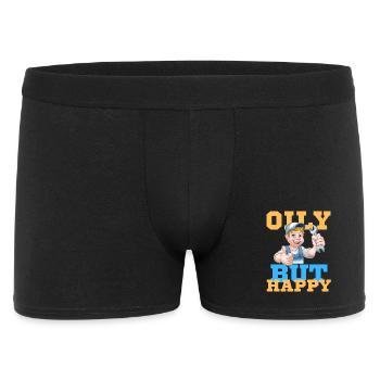 Oily but Happy Mechanic - Männer Boxer Shorts - Schwarz - Vorne