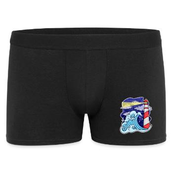 Leuchtturm Küste See Meer - Männer Boxer Shorts - Schwarz - Vorne