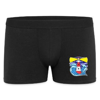 Leuchtturm Küste See Meer - Männer Boxer Shorts - Schwarz - Vorne