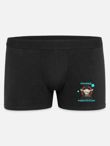 Höheres Meditation-Buddha mit Blumen - Männer Boxer Shorts - Schwarz